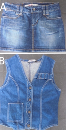 Jeans-farkkuhame koko 34 tai Lee-Cooper-farkkuliivi koko B36, V1088