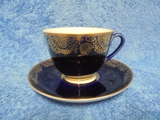 Lomonosov, kahvikuppi ja tassi, koboltinsininen/kulta, A1503