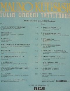 Mauno Kuusisto, Tulin onnen yrttitarhaan, 1980, LP-levy, R914