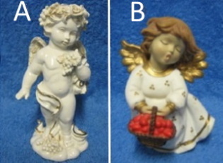 Keraaminen enkeli, Skyrup tai tyttöenkeli korin kera, E105
