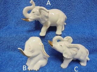 Posliininen norsu, valkoinen/ kulta, E202