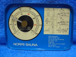 Norpe, peltinen saunamittari, N�in saunotaan, vintage, ker�ily, E670