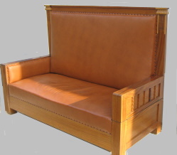 Jugend sohva, ruskea nahkaverhous/ puurunko, H33