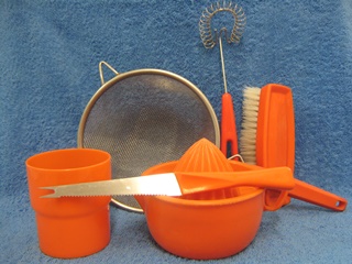 Keittivlineet, oranssi muovi/ ters, retro-astiat, A2063