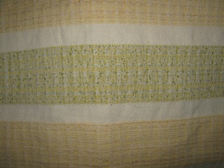 Vanha raidallinen kangaspala, vihreä/ keltainen /valkoinen, B563
