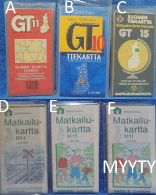 GT Tiekartta GT11- GT10- GT15 tai Matkailukartta M14- M15, L66