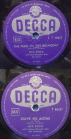 Lita Roza, The Man In The Raincoat/ Leave Me Alone, sellakka, savikiekko,  M677