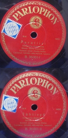 Georg Malmsten, Paratiisi/ T�htiy�, Sellakka-��nilevy, M754