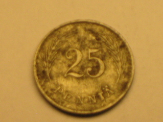 25 penniä 1943 Fe, R87