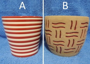 Keraaminen suojaruukku, punainen/valkoinen tai punainen/beesi, S530