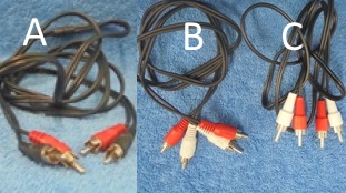 RCA-kaapeli, 2xuros- 2xuros, 1.85m- 1m- 1m, S673