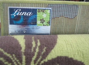 Luna- matto, moderni kukkakuvio, lime- ruskea- valkoinen, S791