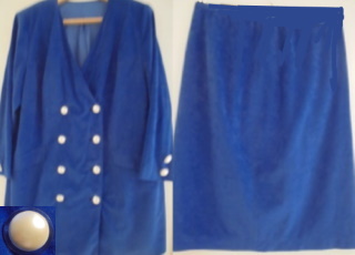 Kookas sininen naisten jakkupuku, puolipitkät hihat, V512