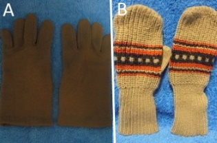 Vanhat, ruskeat kreppihanskat tai keinokuituiset lapaset koko5, vintage, V574