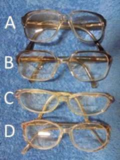 Vanhat muovisankaiset silmälasit, V618