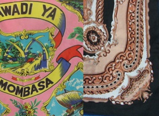 Kuviollinen huivi, Zawadi YA Mombasa tai  musta reunainen, V70