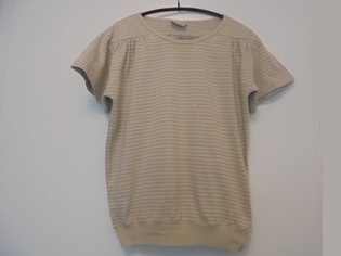 Suomen Trikoo, Marimekko, beesi raidallinen T-paita, koko S, vintage, V84