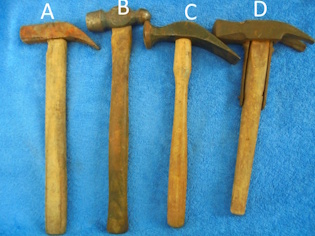 Vanha puuvartinen vasara, sorkkavasara tai kuulap��vasara tai peltisep�nvasara, 