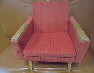 Punainen kankainen nojatuoli, vintage, H99